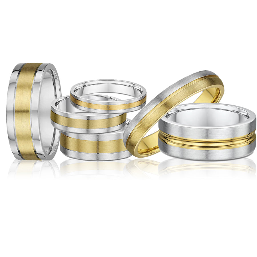 Two Tone Bi Colour Wedding Rings