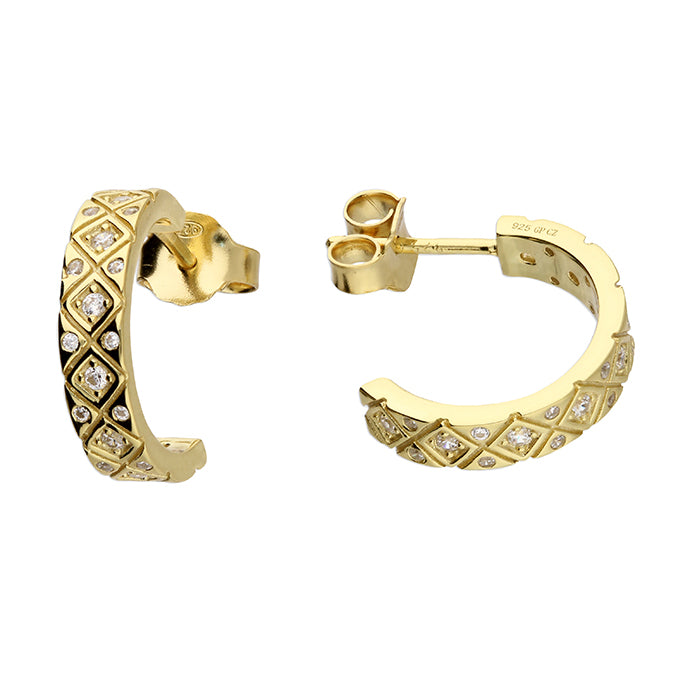 gold vermeil geometric half hoop earrings