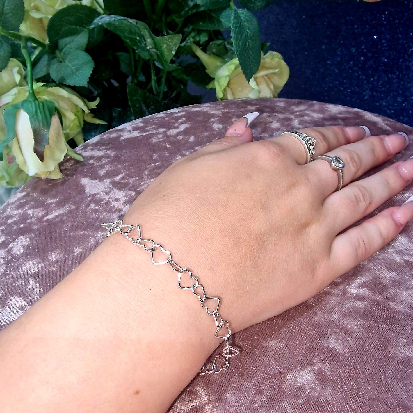 permanent bracelet silver heart chain