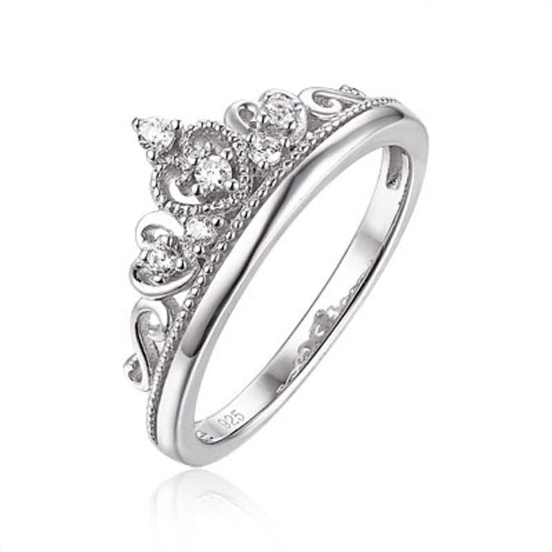 Sterling silver crown tiara promise ring