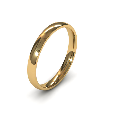 2.5mm 9ct yellow gold court wedding ring