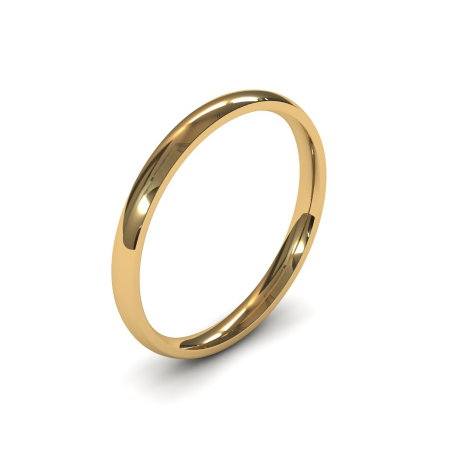 2mm 9ct yellow gold court wedding ring