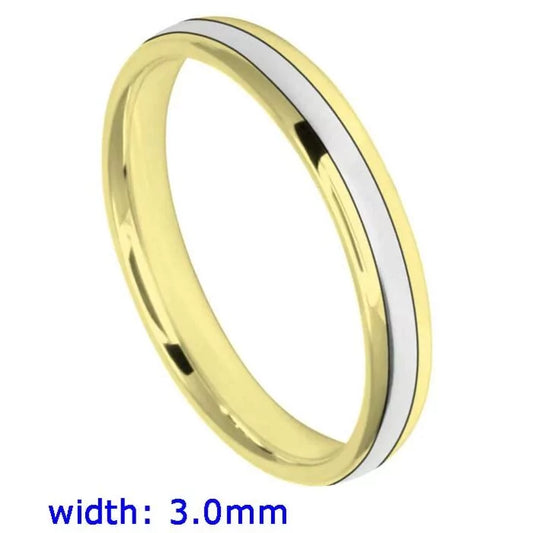 Ladies 3mm Oval Court Two Tone Wedding Ring