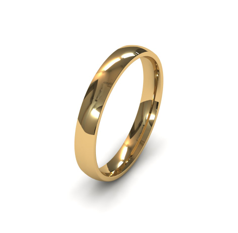 3mm 9ct yellow gold court wedding ring