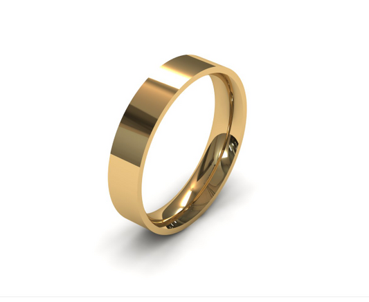 4mm 9ct yellow gold flat court wedding ring