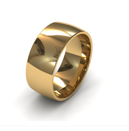 8mm 9ct yellow gold court wedding ring