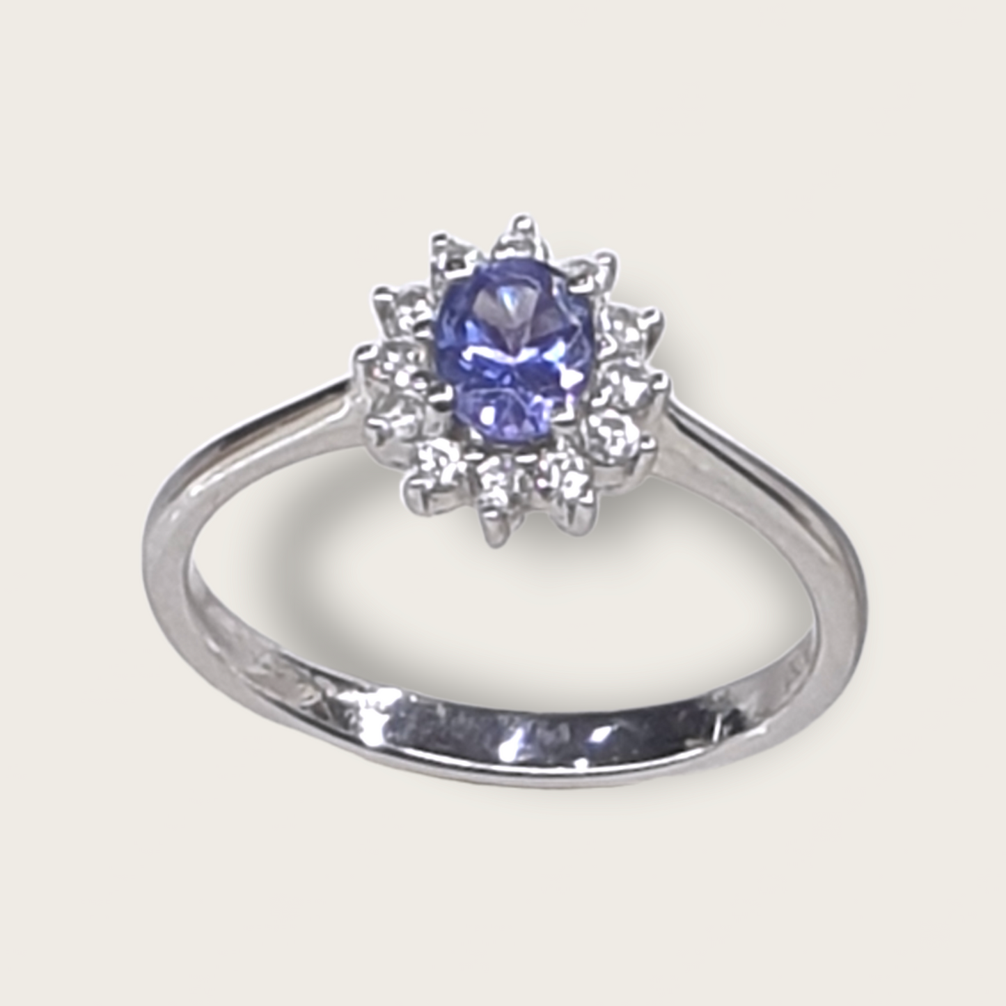 18ct white gold tanzanite diamond engagement ring 