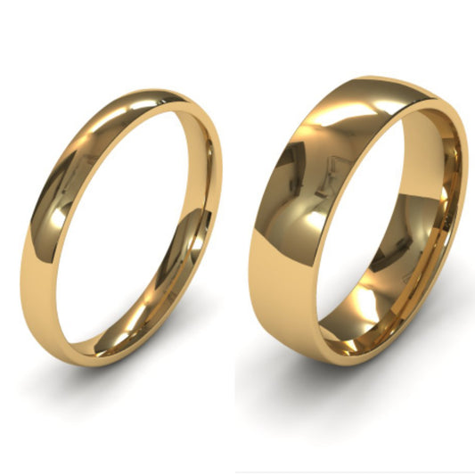 His & Hers 9ct Gold Court Shape Wedding Band Ring Set