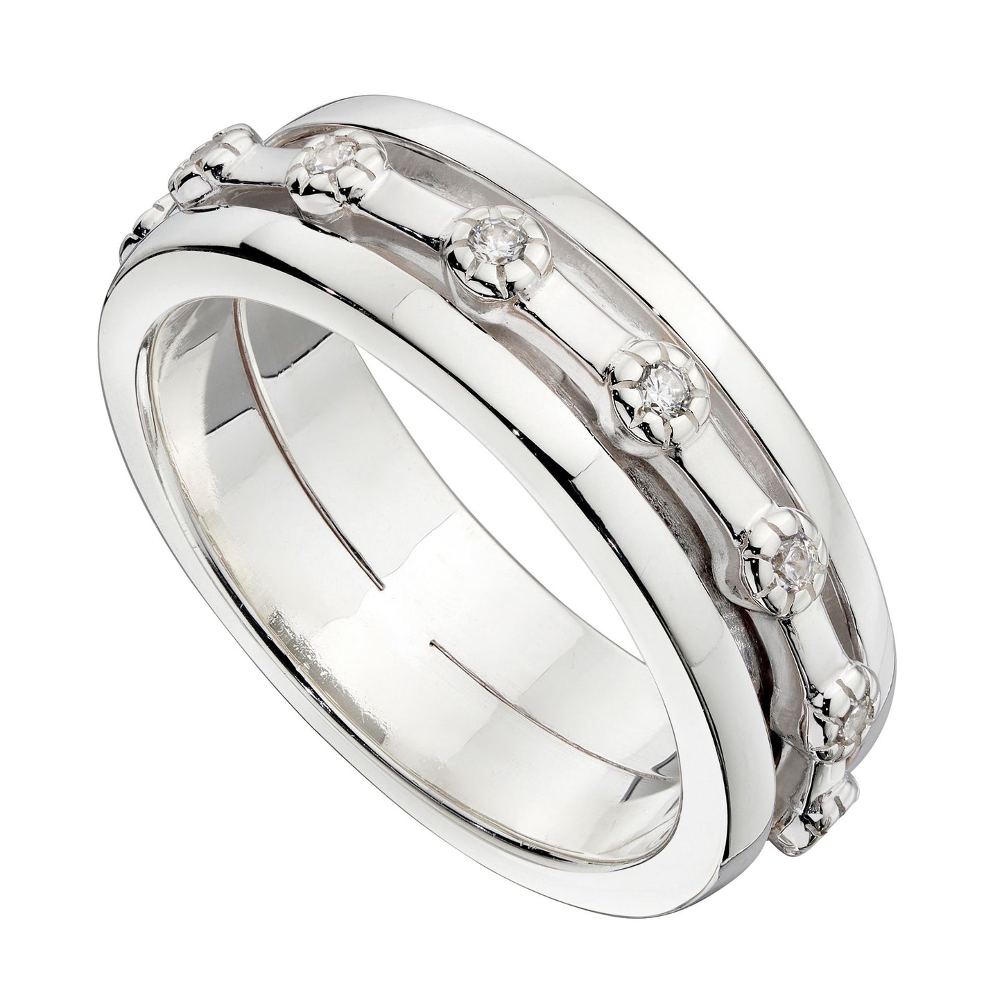 Sterling Silver Spinning Ring with Cubic Zirconia