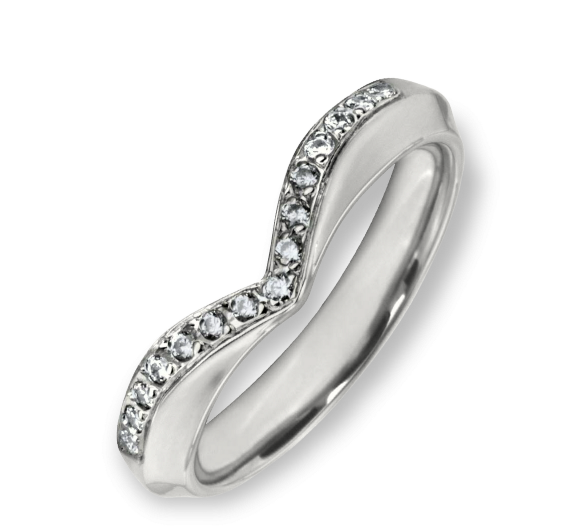 White gold diamond wishbone wedding ring
