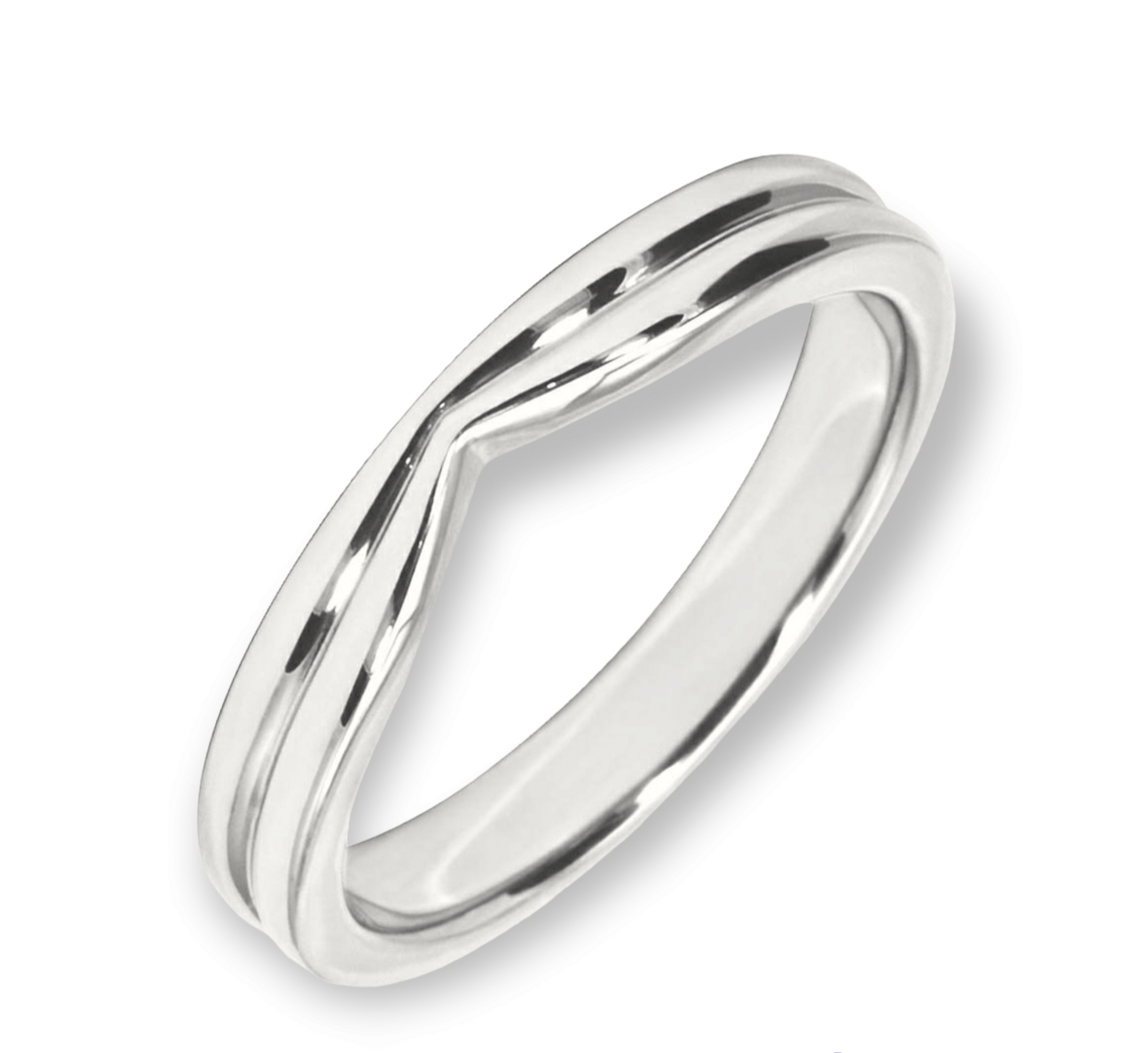 White gold v shape wedding ring