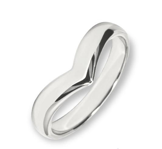 White gold plain wishbone wedding ring