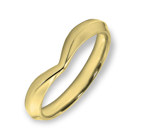 Yellow gold contoured wishbone wedding ring