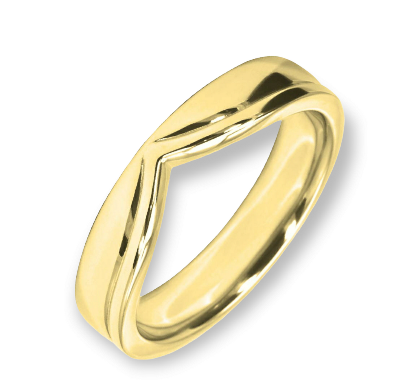 Yellow gold v shaped wedding ring