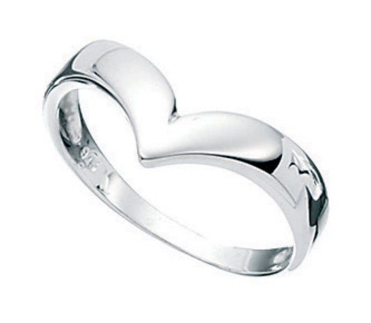 Silver Wishbone Shaped Wedding Ring