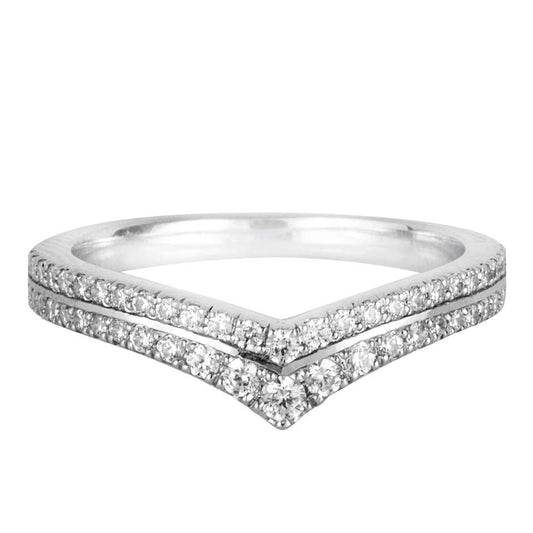 White Gold Double Wishbone Diamond Wedding Ring