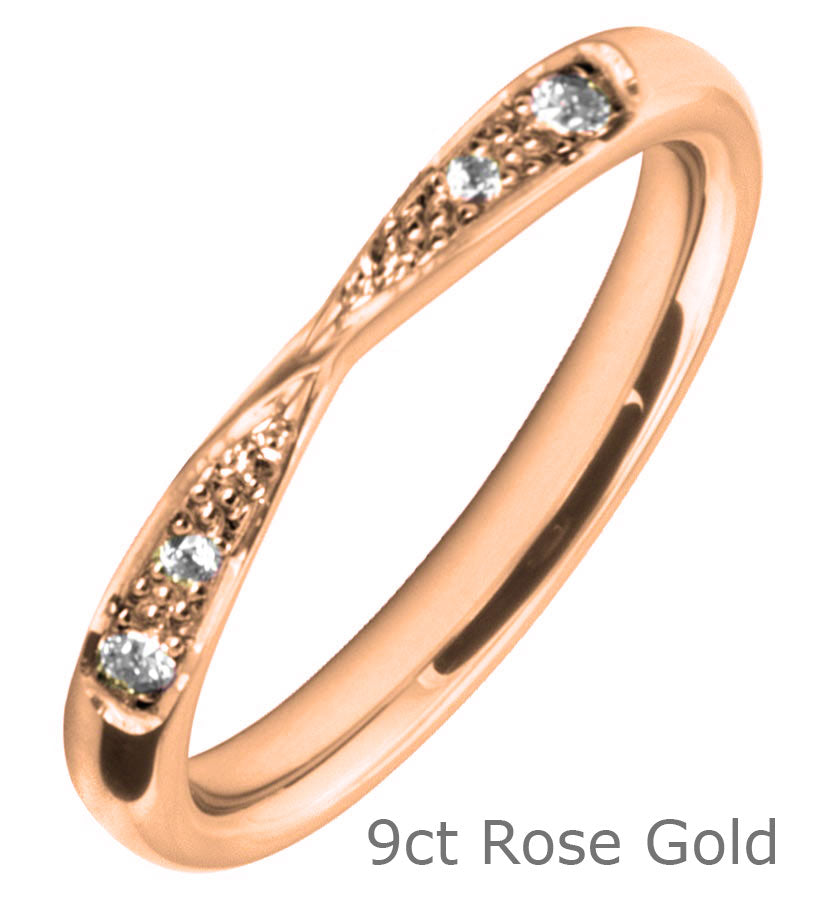9ct rose gold diamond twist wedding ring