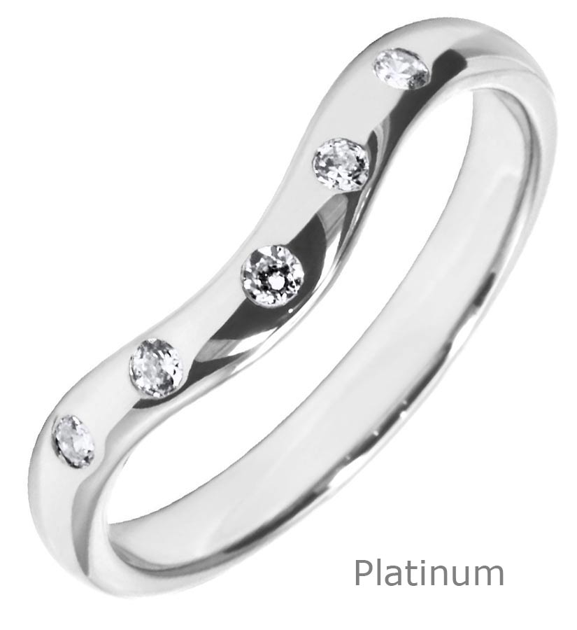 Platinum 2.5mm wishbone dotted diamond ring