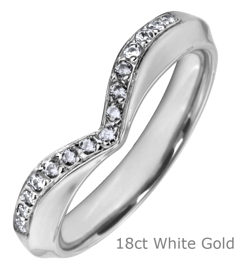 18ct white gold contour wishbone diamond wedding ring