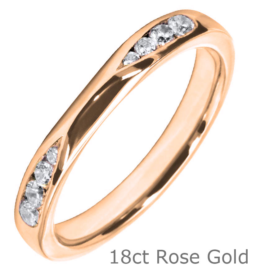 18ct rose gold diamond wishbone wedding ring