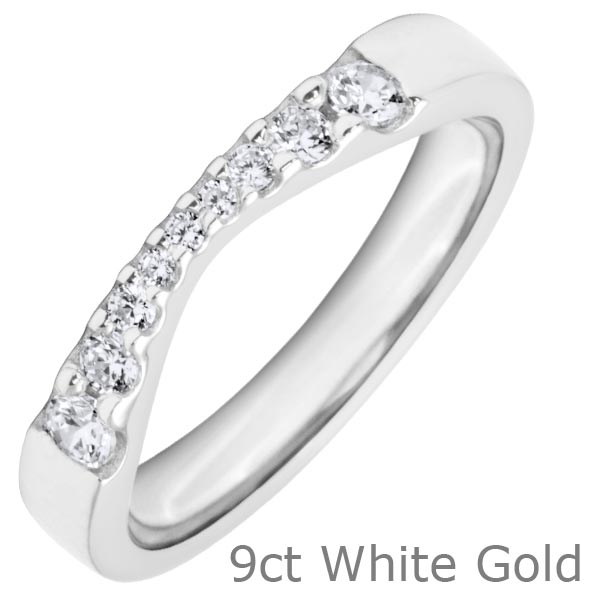 9ct white gold u shape diamond wedding ring
